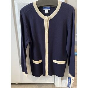Vintage Pendleton 100% Wool Women's Blue Cardigan Sweater Size M Preppy  NWT
